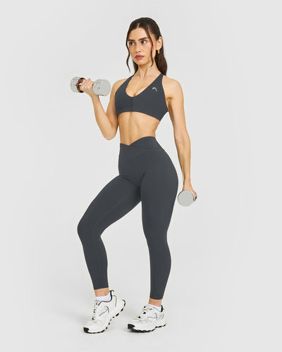 Unified Wrap Leggings White Logo | Coal