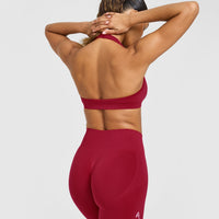 Effortless Seamless Halter Neck Sports Bra | Claret Red
