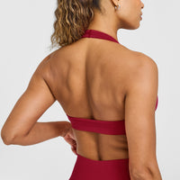 Effortless Seamless Halter Neck Sports Bra | Claret Red