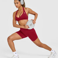 Effortless Seamless Halter Neck Sports Bra | Claret Red