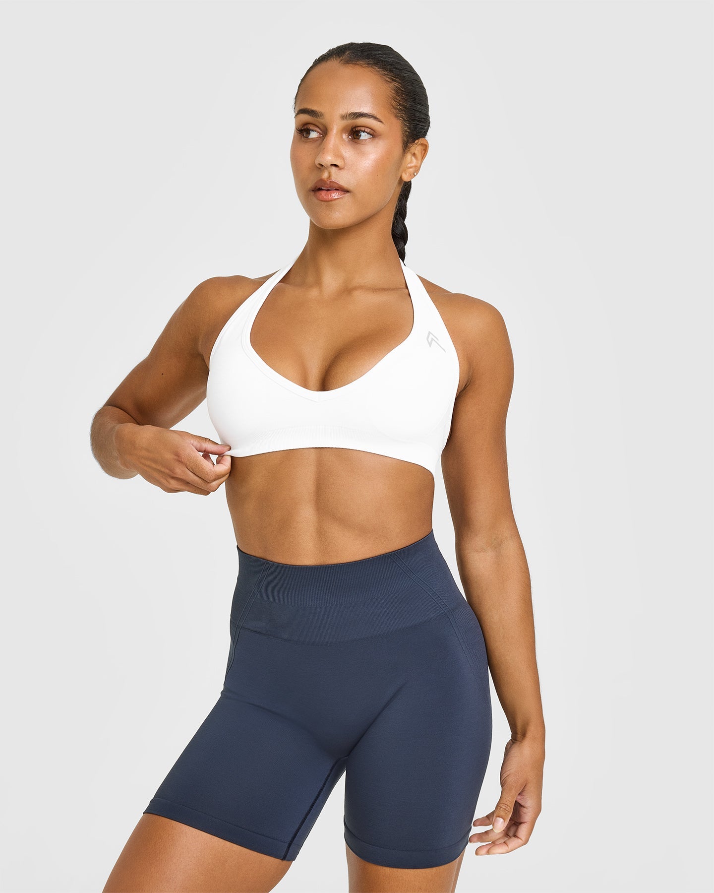 Effortless Seamless Halter Neck Sports Bra | White
