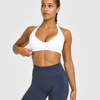 Effortless Seamless Halter Neck Sports Bra | White
