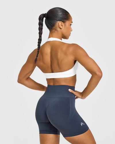 Effortless Seamless Halter Neck Sports Bra | White
