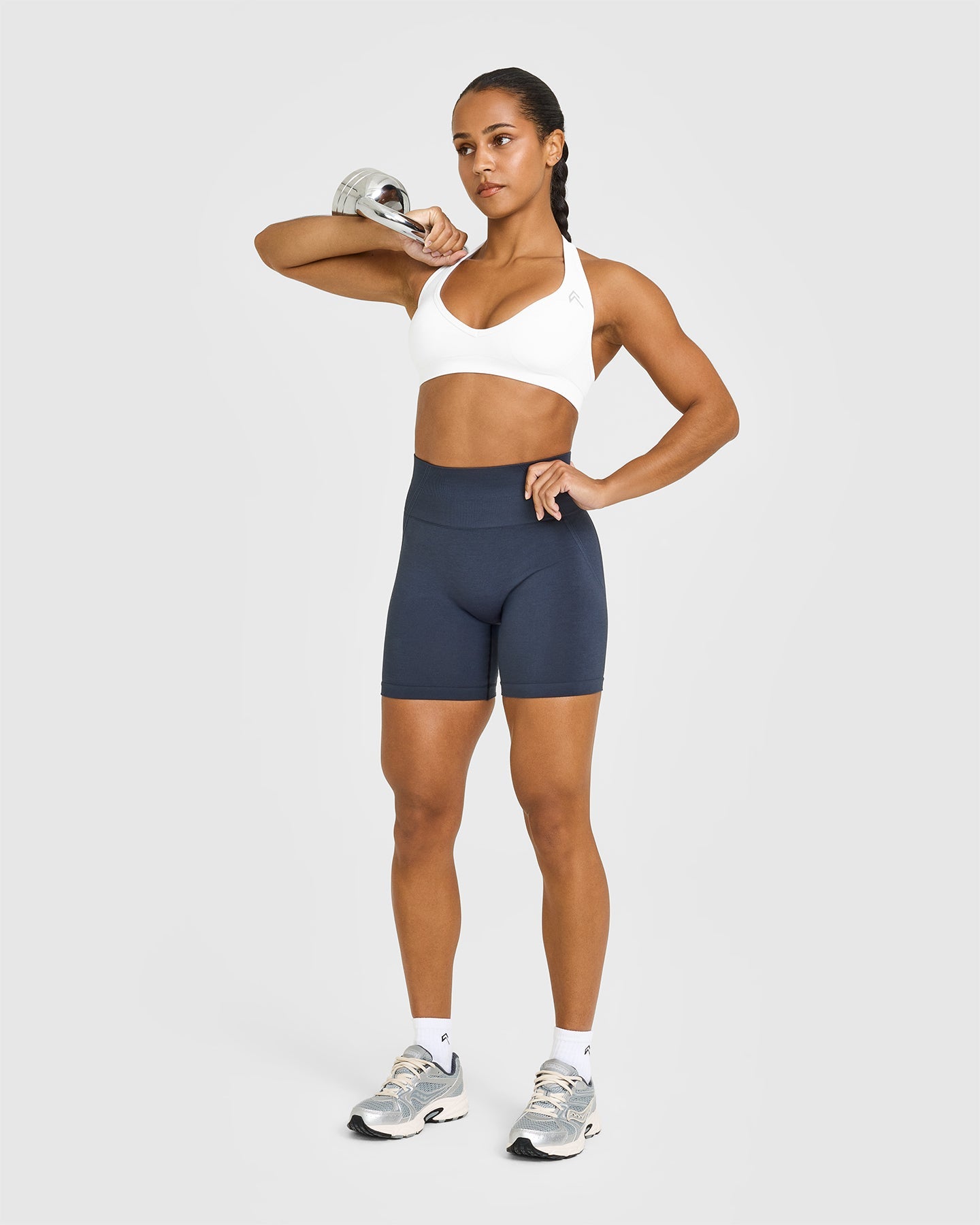 Effortless Seamless Halter Neck Sports Bra | White