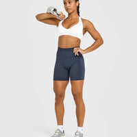 Effortless Seamless Halter Neck Sports Bra | White
