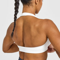 Effortless Seamless Halter Neck Sports Bra | White