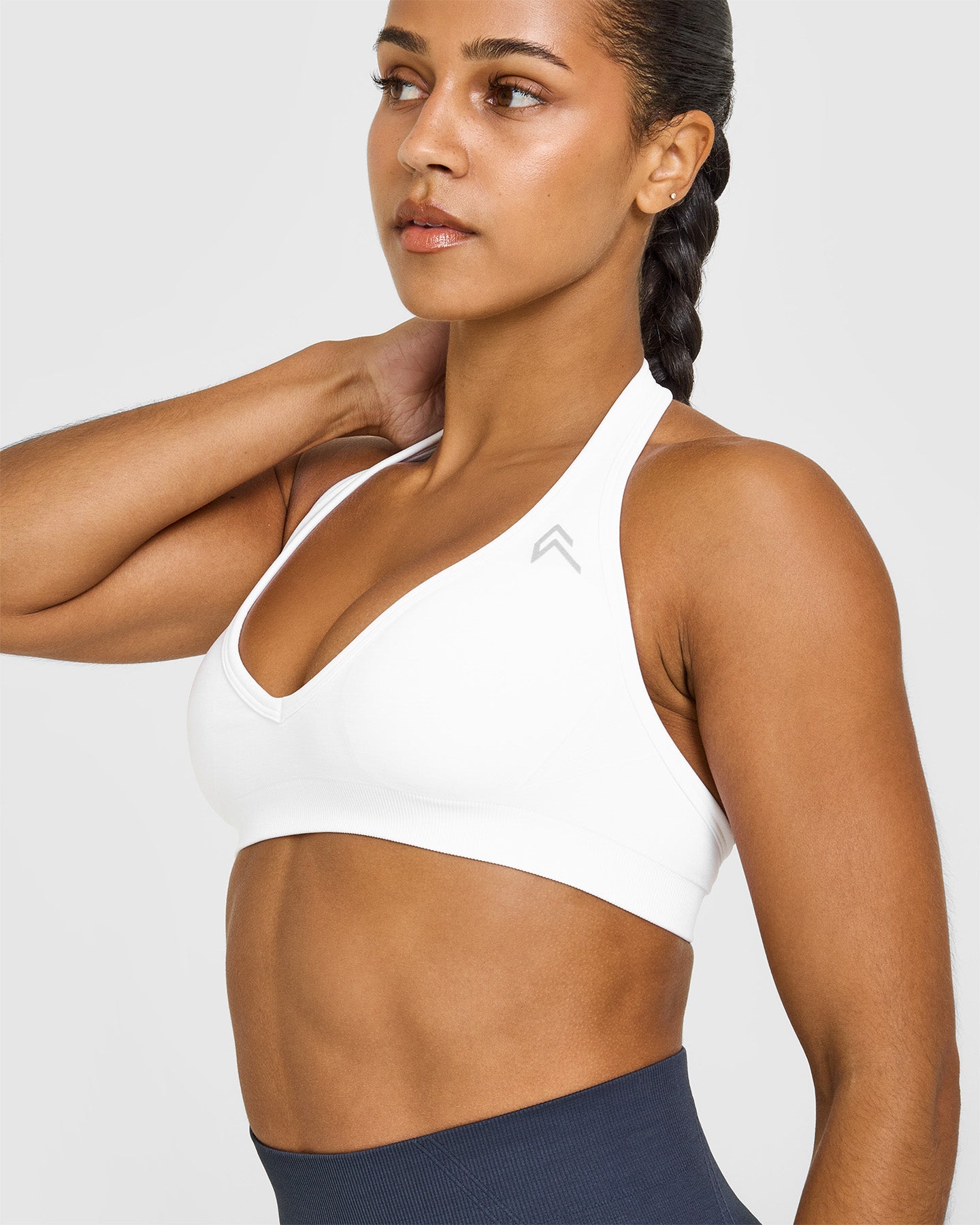 Effortless Seamless Halter Neck Sports Bra | White
