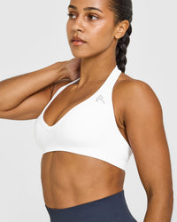 Effortless Seamless Halter Neck Sports Bra | White