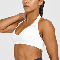Effortless Seamless Halter Neck Sports Bra | White