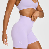 Effortless Seamless Shorts with White Logo | Lavender Purple