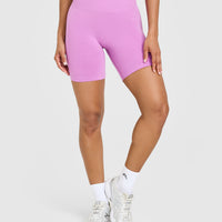 Effortless Seamless Shorts with White Logo | Orchid Purple