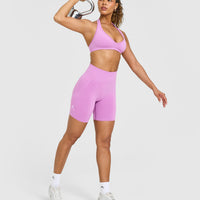 Effortless Seamless Shorts with White Logo | Orchid Purple