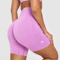 Effortless Seamless Shorts with White Logo | Orchid Purple