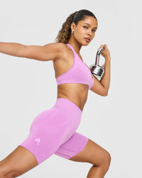 Effortless Seamless Shorts with White Logo | Orchid Purple