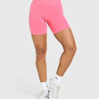 Effortless Seamless Shorts with White Logo | Peony Pink