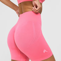 Effortless Seamless Shorts with White Logo | Peony Pink