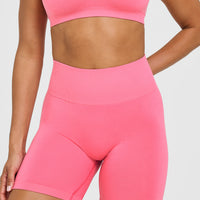 Effortless Seamless Shorts with White Logo | Peony Pink