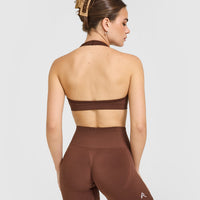Effortless Seamless Halter Neck Sports Bra | Rustic Brown