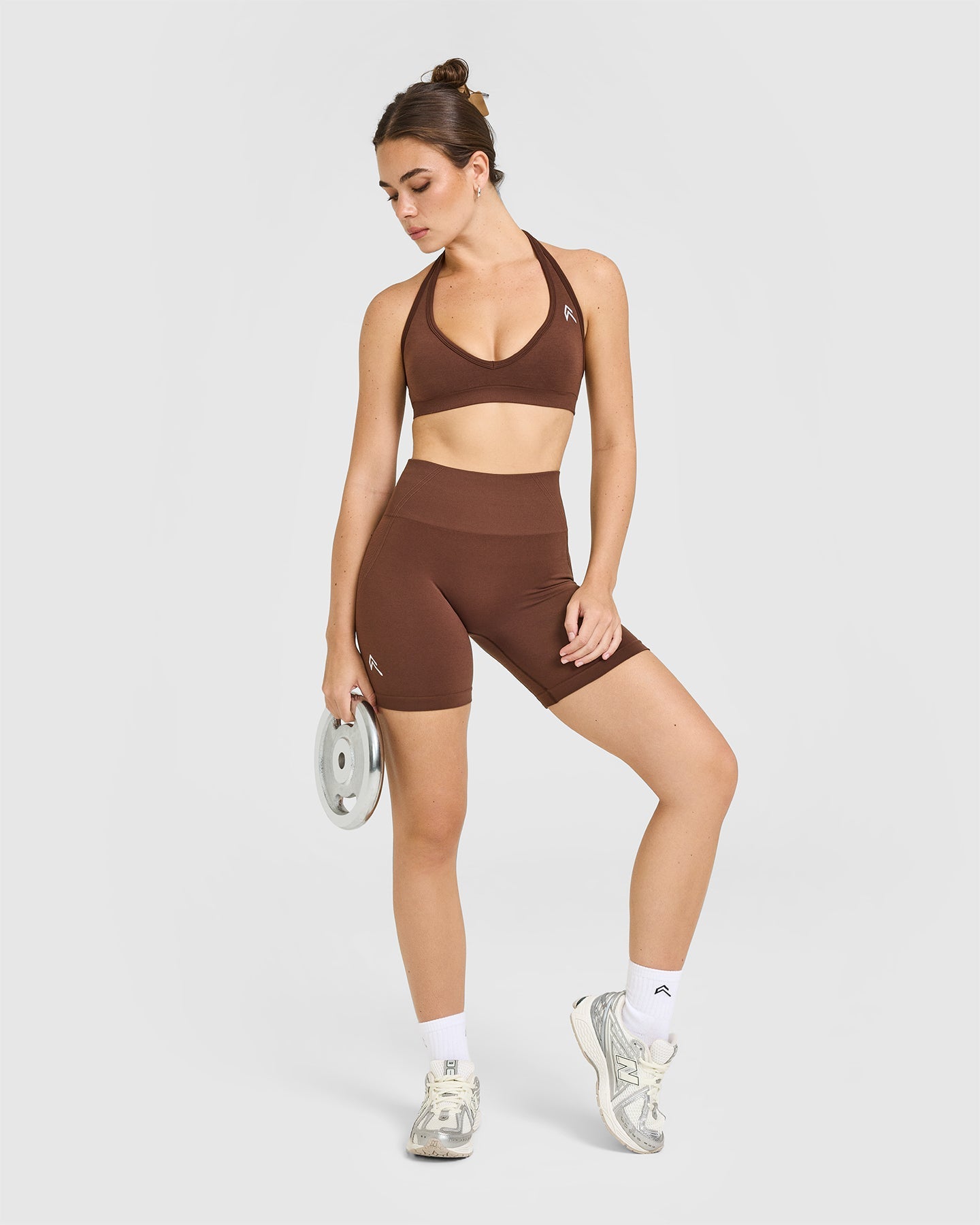 Effortless Seamless Halter Neck Sports Bra | Rustic Brown