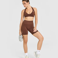 Effortless Seamless Halter Neck Sports Bra | Rustic Brown
