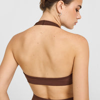 Effortless Seamless Halter Neck Sports Bra | Rustic Brown