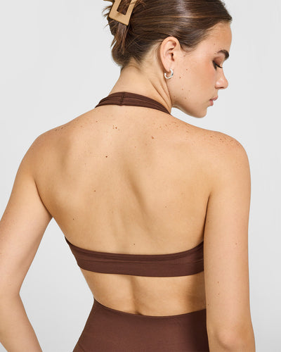 Effortless Seamless Halter Neck Sports Bra | Rustic Brown