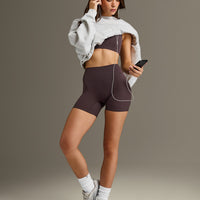 SoftMotion™ High Waisted Shorts 6" | Dark Umber Brown