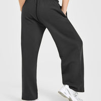 Mid Weight Relaxed Straight Leg Joggers | Soft Black