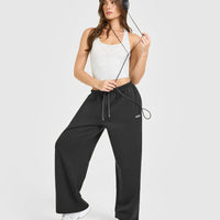 Mid Weight Relaxed Straight Leg Joggers | Soft Black