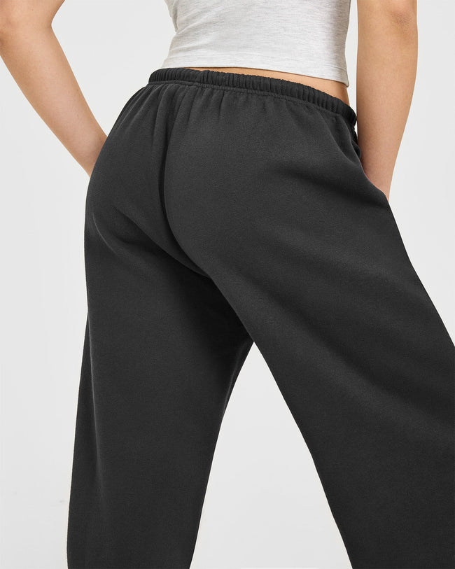 Mid Weight Relaxed Straight Leg Joggers | Soft Black