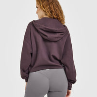 Mid Weight Relaxed Zip Through Hoodie | Umber Brown