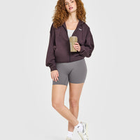 Mid Weight Relaxed Zip Through Hoodie | Umber Brown