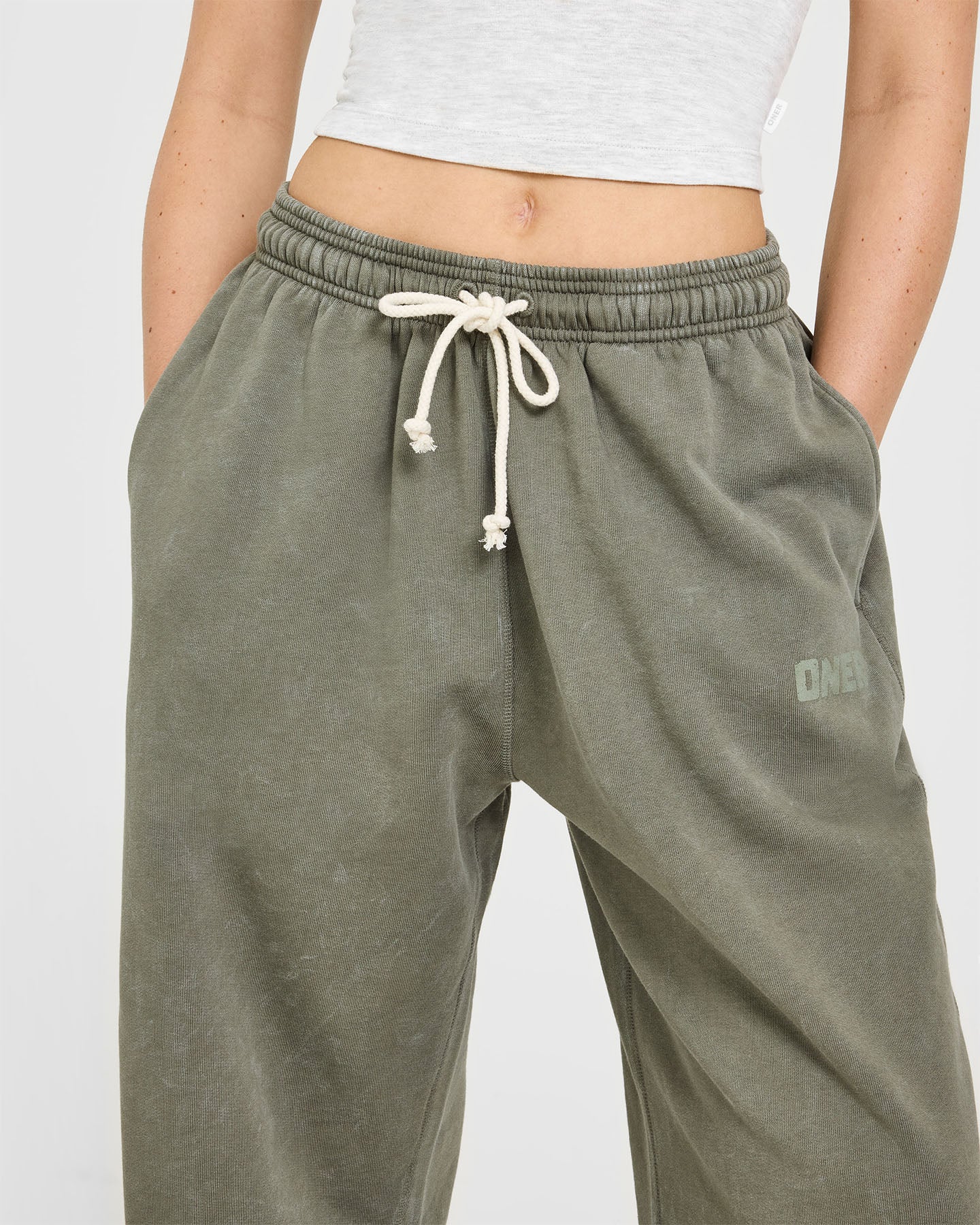 Raw Lounge Wide Leg Joggers | Washed Alpine Green