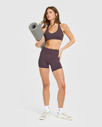 SoftMotion™ High Waisted Shorts 6" | Dark Umber Brown