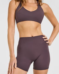 SoftMotion™ High Waisted Shorts 6" | Dark Umber Brown