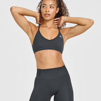 Timeless Strappy Bralette with White Logo | Coal