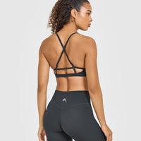 Timeless Strappy Bralette with White Logo | Coal
