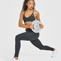 Timeless Strappy Bralette with White Logo | Coal