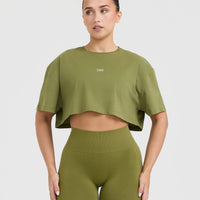 Classic Oner Graphic Crop Lightweight T-Shirt | Olive Green