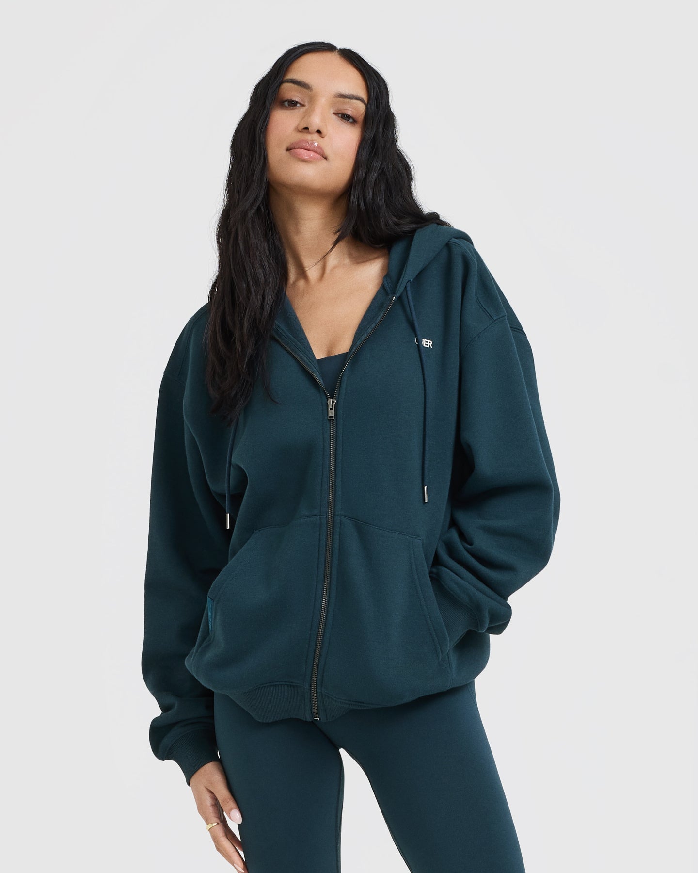 Foundations Zip Through Hoodie | Oil Blue