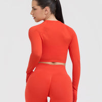 Go To Seamless Fitted Crop Long Sleeve Top | Charged Orange