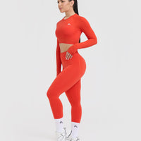 Go To Seamless Fitted Crop Long Sleeve Top | Charged Orange