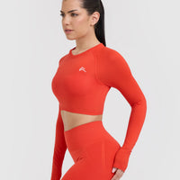 Go To Seamless Fitted Crop Long Sleeve Top | Charged Orange