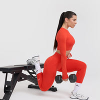 Go To Seamless Fitted Crop Long Sleeve Top | Charged Orange