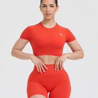 Go To Seamless Fitted Crop Top | Charged Orange