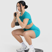 Go To Seamless Fitted Crop Top | Aqua Blue