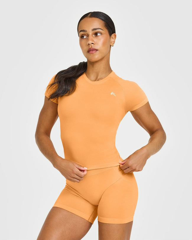 Go To Seamless Fitted Mid Top | Powdered Orange