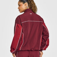 Oversized Piped Woven Track Jacket | Rosewood