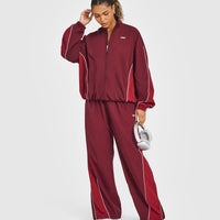 Oversized Piped Woven Track Jacket | Rosewood