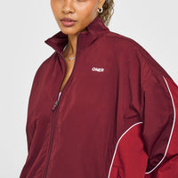Oversized Piped Woven Track Jacket | Rosewood